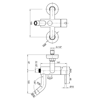 Sapho MINIMAL bateria wannowa ścienna stal nierdzewna MI010
