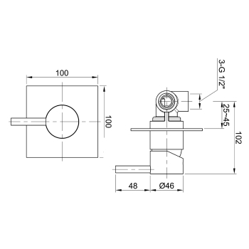 Sapho MINIMAL bateria prysznicowa podtynkowa 1 wyjście stal nierdzewna MI041