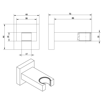 Sapho Uchwyt prysznica chrom AQ586