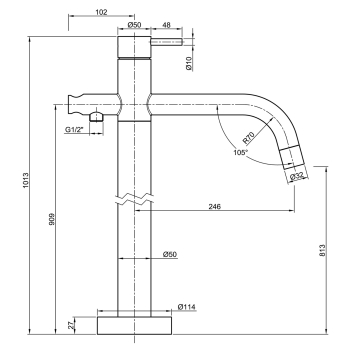 Sapho MINIMAL bateria wannowa wolnostojąca stal nierdzewna MI021