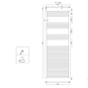 Aqualine ALYA grzejnik łazienkowy prosty 600x1760mm 560W chrom 1120-12