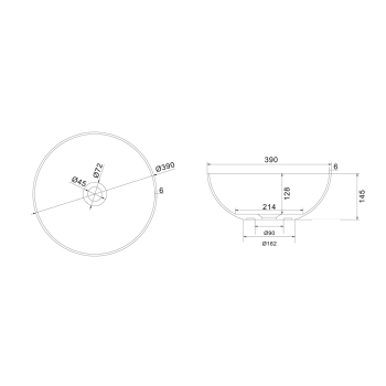 Sapho THIN umywalka nablatowa 390x145mm biały mat WN185