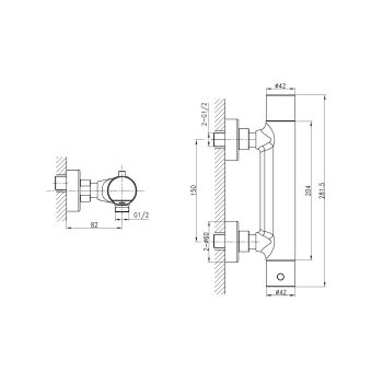 Sapho KIMURA bateria prysznicowa termostatyczna ścienna chrom KU245