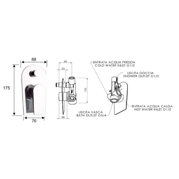 Sapho AXAMITE bateria prysznicowa podtynkowa 2 wyjścia chrom AX42