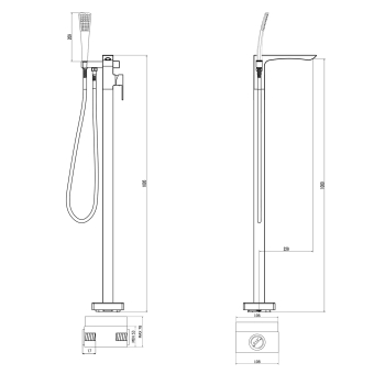 Sapho GINKO bateria wannowa wolnostojąca chrom 1101-21