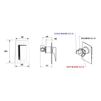 Sapho MORADA bateria prysznicowa podtynkowa 1 wyjście chrom MR41