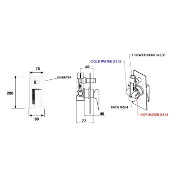 Sapho MORADA bateria prysznicowa podtynkowa 2 wyjścia chrom MR42