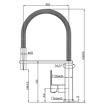 Sapho MAYA bateria kuchenna z wysuwaną wylewką chrom MA780