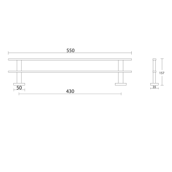 Wieszak na ręczniki 60cm podwójny  Apollo chrom Aqualine
