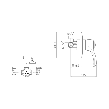 Sapho KIRKE bateria prysznicowa podtynkowa 1 wyjście KI41C