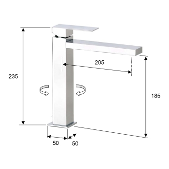 Sapho LATUS bateria kuchenna wysokość 235 mm chrom 1102-19