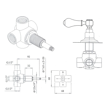 Sapho ANTEA przełącznik podtynkowy uchwyt  nikiel szczotkowany DEVIN108