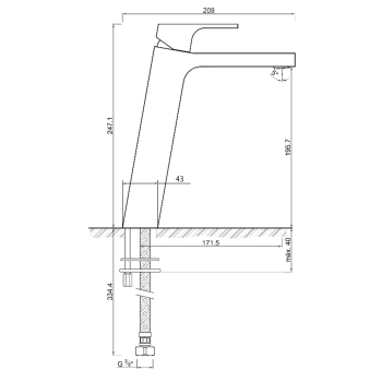Sapho LATUS bateria umywalkowa wysokość 250 mm chrom 1102-54