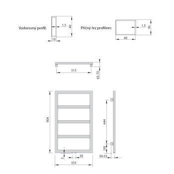 Sapho DENALI grzejnik 550x904mm 292 W antracyt DN609A