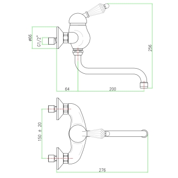 Sapho KIRKE CRYSTAL bateria ścienna uchwyt kryształ złoto KI15KZ