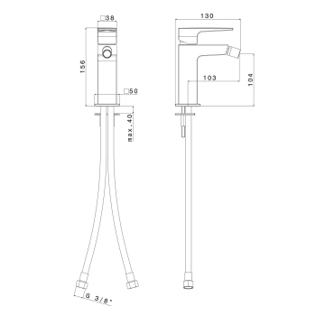 Sapho DIMY bateria bidetowa czarny DM003BL