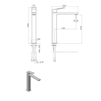 Sapho NOTOS bateria umywalkowa z przedłużoną wylewką chrom NN006