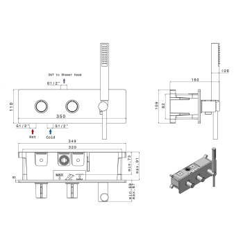 Sapho RHAPSODY podtynkowa bateria prysznicowa 2 funkcje chrom RH493