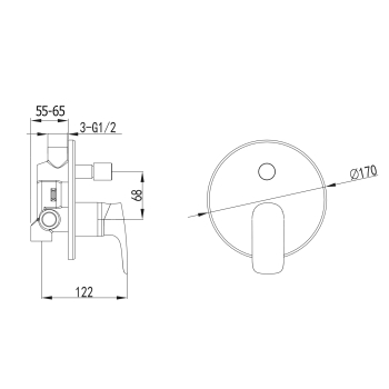Sapho TIMEA bateria prysznicowa podtynkowa 1 wyjście chrom JV042