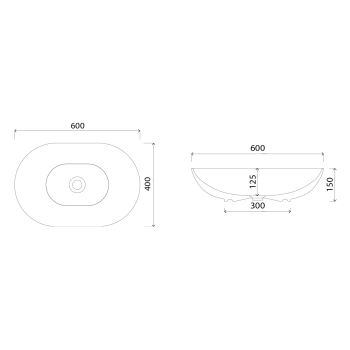 Sapho BALISONG umywalka ceramiczna nablatowa 60x15x40 cm WH080