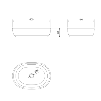 Sapho PRIORI umywalka ceramiczna 60x135x40 cm czarna z niebieskim wzorem PI026
