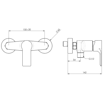 Sapho PAX bateria prysznicowa ścienna czarny mat XA11/15