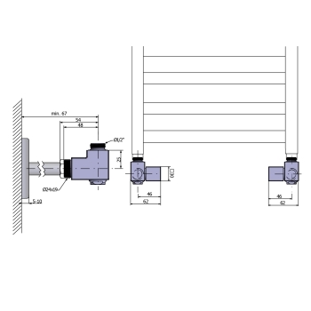 Sapho CUBE COMBI zestaw przyłączeniowy prawy stal nierdz.szczotk. CP562S