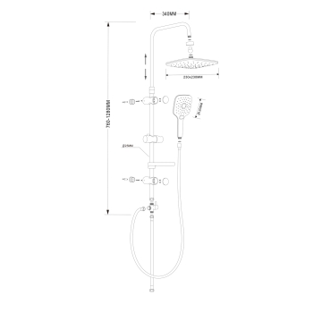 Aqualine KERA zestaw prysznicowy z podłączeniem baterii czarny SL435