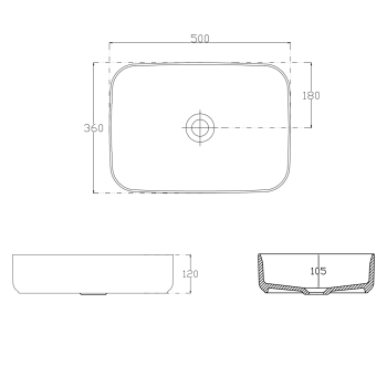 Isvea INFINITY RECTANGLE umywalka ceramiczna nablatowa 50x36 cm biała 10NF65050