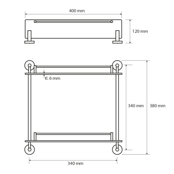 Sapho X-ROUND E półka szklana podwójna 400mm chrom XR602