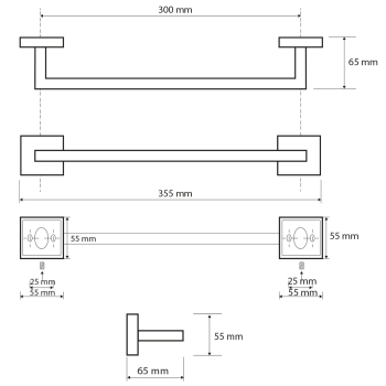 Sapho X-SQUARE wieszak na ręczniki 350mm chrom XQ401