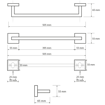 Sapho X-SQUARE wieszak na ręczniki 500mm chrom XQ402