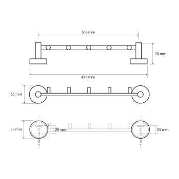 Sapho X-ROUND E wieszak 395mm chrom XR214