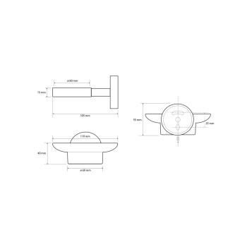 Sapho X-ROUND mydelniczka szklana chrom XR803