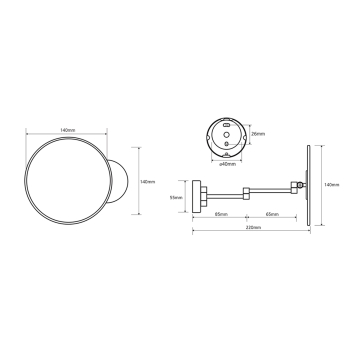 Sapho X-ROUND E lusterko kosmetyczne O 140mm chrom XR004