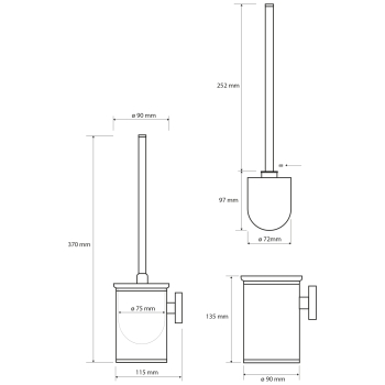 Sapho X-STEEL szczotka WC czarna stal nierdzewna szczotkowana XS305