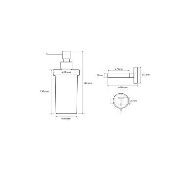 Sapho X-ROUND BLACK dozownik mydła szklo mleczne 230ml czarny XB100