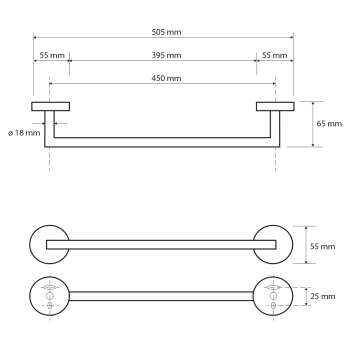 Sapho X-ROUND BLACK wieszak na ręczniki 505mm czarny XB406