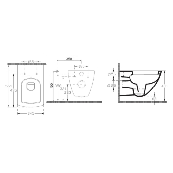 Isvea PURITY WC wiszące z funkcją bidetu 35x555cm biały 10PL02007-DL