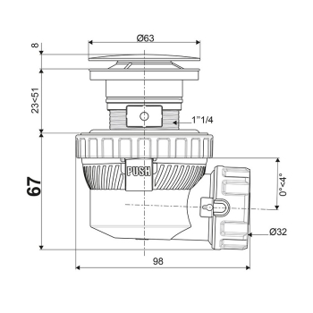 Wirquin Syfon umywalkowy niski Nano 6.7 czarny 30723978